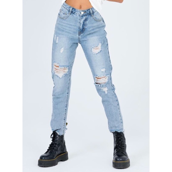 Princess Polly Denim - Princess Polly Ripped Mom High Rise Distressed Jeans